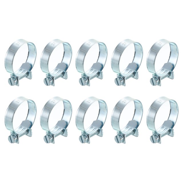 Unique Bargains 10Pack Mini Fuel Line Pipe Hose Clamp Clip, Adjustable 27-29mm, Zinc Plated