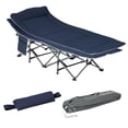 thumbnail image 1 of Outsunny Folding Camping Cot for Adults with Mattress Pillow Dark Blue, 1 of 10