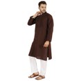 thumbnail image 3 of Atasi Indian Solid Kurta Pajama Set For MensMandarin Collar Casual Long-Wear Kurta, 3 of 7