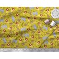 thumbnail image 2 of Soimoi Yellow Poly Georgette Fabric Lion,Giraffe & Elephant Kids Fabric Prints by Yard 52 Inch Wide, 2 of 3