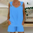 thumbnail image 4 of Yuyuzo Womens Lounge Sets Two Piece Square Neck Tank Tops Wide Leg Shorts with Pockets Matching Outfits, 4 of 7