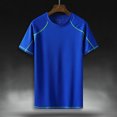 thumbnail image 2 of BOBOGOJP T-Shirt à Manches Courtes pour Homme à Rayures, Col Ras du Cou, Manches Courtes (Bleu Foncé,m), 2 of 3