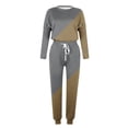 thumbnail image 5 of CHOK Womens Sport Set Long Sleeve Patchwork Color with Loose Cozy Petite Sweatpant Trendy Fall Winter Suits (X-Large  Pink), 5 of 5