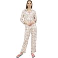 thumbnail image 2 of Bimba Off-White Printed Shirt With Elastic Waist Pajama Pant Night Wear Set-22, 2 of 6