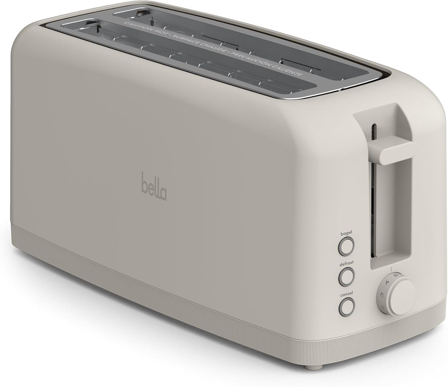 BELLA Fits-Anywhere 4-Slice Slim Toaster with 2 Long Extra-Wide Slots, Bagel & Defrost Settings, 6 Browning Levels, Auto Shut-Off, Removable Crumb Tray, 1400W – Model 35452-016A