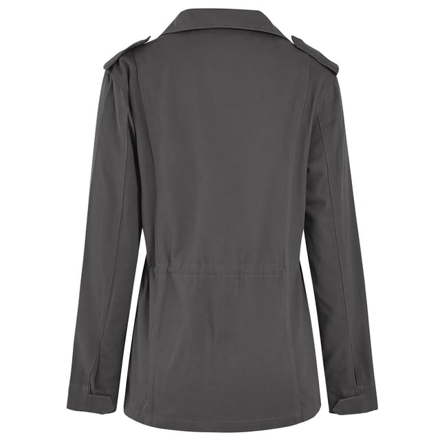 Innerwin Veste Militaire à Revers pour Femmes Automne Couleur Unie Ajustée Gris 2TG