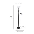 thumbnail image 3 of Lalia Home LHF-3003-RZ Torchiere Floor Lamp with Reading Light & Marble Glass Shades, Restoration Bronze, 3 of 4