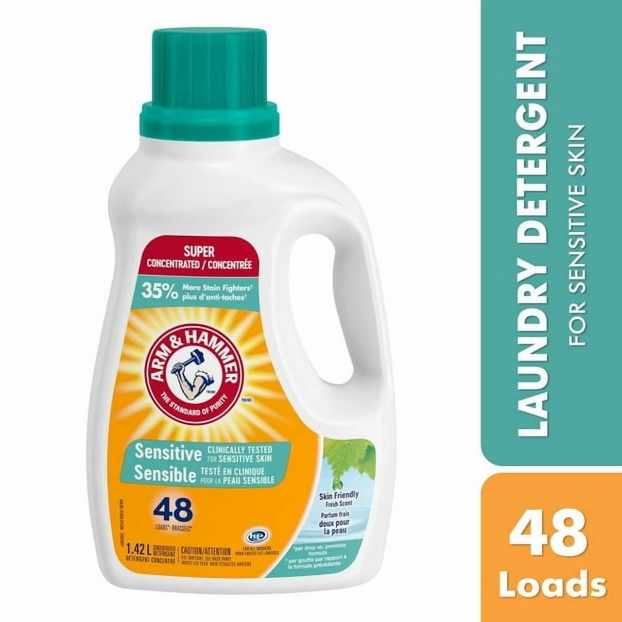Arm & Hammer Sensitive Skin Plus Fresh Scent Liquid Laundry Detergent, 48 Loads, 1.42 L