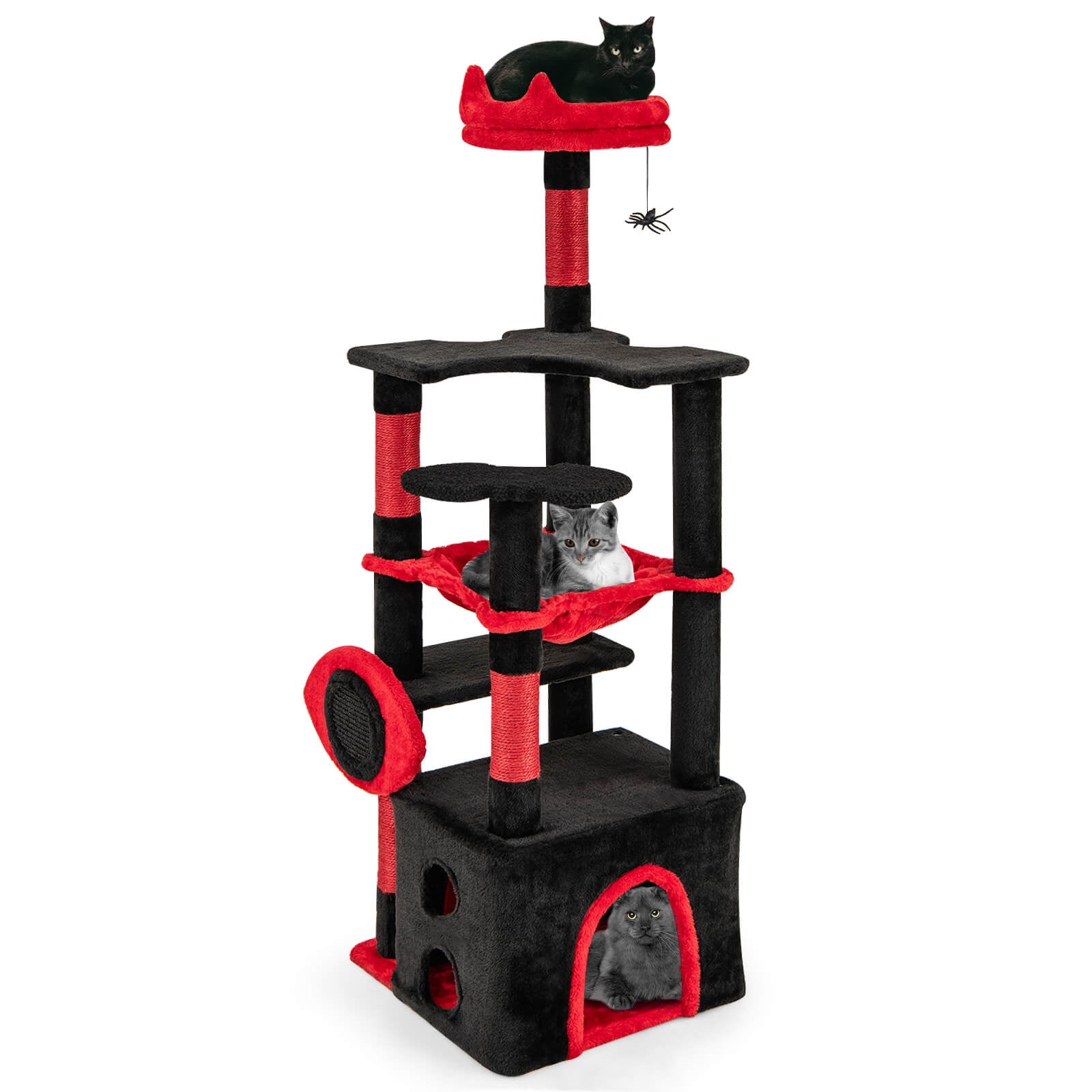 Costway 52" Gothic Cat Tree with Plush Perch & Condo Hammock& Hanging Spider Toy