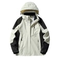 thumbnail image 1 of ManxiVoo Detachable Hood Women's Rain Jacket Multi-Purpose Hiking Windcoat With Adjustable Cuffs For Commuting L Size Beige, 1 of 3