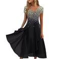 thumbnail image 2 of Lenago Robes Midi Grande Taille pour Femmes Robes d'Été pour Femmes Imprimé Floral Manches Courtes Col en V Robe Plissée Fluide Robes de Plage de Fête en Solde, 2 of 5