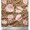 thumbnail image 1 of Soimoi Crepe Silk Fabric Check & Roses Floral Print Fabric by Yard 42 Inch Wide, 1 of 3