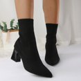 thumbnail image 2 of Kcodviy Versatile Short Boots Pointed Winter Boots for Women Toe Thick Heels High Women High Heel Boots Heels Knitted Elastic Socks Wide Boots for Women Boots Flying Weaving Boots Female, 2 of 6