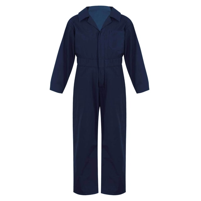 Combinaison une Pièce à Manches Longues pour Garçons, Couleur Unie, Col Rabattu, Style Salopette, Bleu Foncé, 8