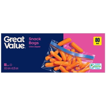 Great Value Snack Bags, Clear Zipper, 80 Bags