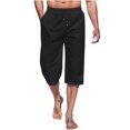thumbnail image 1 of Capris, Mens Fashion Summer Drawstring Elastic Waist Casual Solid Color Capris Pants, 1 of 4