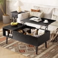 thumbnail image 2 of EDX Table Basse Moderne à Plateau Relevable avec Compartiments de Rangement Cachés, Tablettes Ajustables pour Salon, Petits Espaces, Grain Noir, 2 of 10