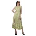 thumbnail image 2 of Moomaya Robe de Vacances pour Femmes en Rayonne, Col Licou, Sans Manches, Fente avant, Robe Imprimée, 2 of 4