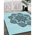 thumbnail image 3 of Ahgly Company Tapis Rond Lavable en Machine Intérieur Transitionnel Vert Profond, 8 Pieds Rond, 3 of 7