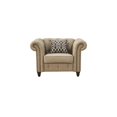 thumbnail image 3 of ACME Aurelia Chaise Capitonnée à Garniture de Clous avec 1 Coussin en Lin Beige, 3 of 4