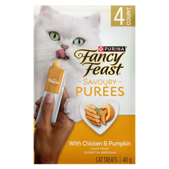Purina Fancy Feast Savoury Purée Naturals Avec Poulet Et Citrouille Naturels, Gâteries pour Chats 40 g