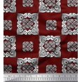 thumbnail image 1 of Soimoi Moss Georgette Fabric Floral Block Print Fabric by The Yard 42 Inch Wide, 1 of 3