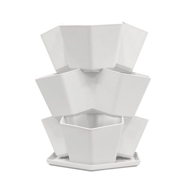 3-Tier Stackable Planter Eggshell 1pk**
