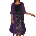 thumbnail image 1 of Pisexur Robes pour Femmes Ensemble Deux Pièces Robe Décontractée Robe Élégante en Chiffon 1 Pce Dress+1 Pce Cardigan Floral Ajusté Ample, 1 of 6