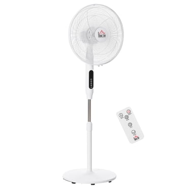 HOMCOM Ventilateur sur Pied avec Télécommande Ventilateur Électrique sur Pied Haut