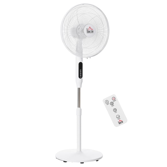 HOMCOM Ventilateur sur Pied avec Télécommande, Grand Ventilateur Électrique sur Pied