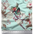 thumbnail image 2 of Soimoi Green Poly Georgette Fabric Floral & Bird Decor Fabric Printed Yard 42 Inch Wide, 2 of 3