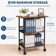 thumbnail image 4 of GOGRANT 3-Tier Mobile Utility Cart, Heavy Duty Rolling Storage Stand with Lockable Casters, Industrial Embossed MDF Shelves for Office Printer Stand, Kitchen, Classroom, 4 of 9