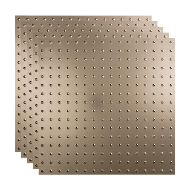 Fasade Miniquattro 2ft x 2ft Ceiling Panel 5 Pack Brushed Nickel