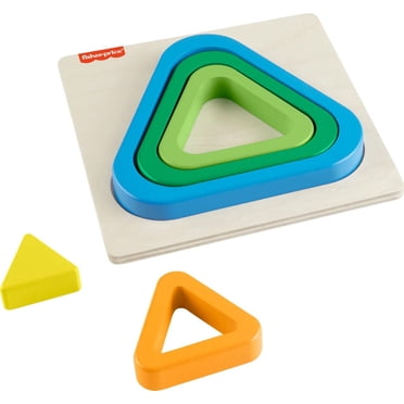 Fisher-Price Mini Puzzle Arc-en-Ciel en Bois Triangle - Exclusivité Walmart
