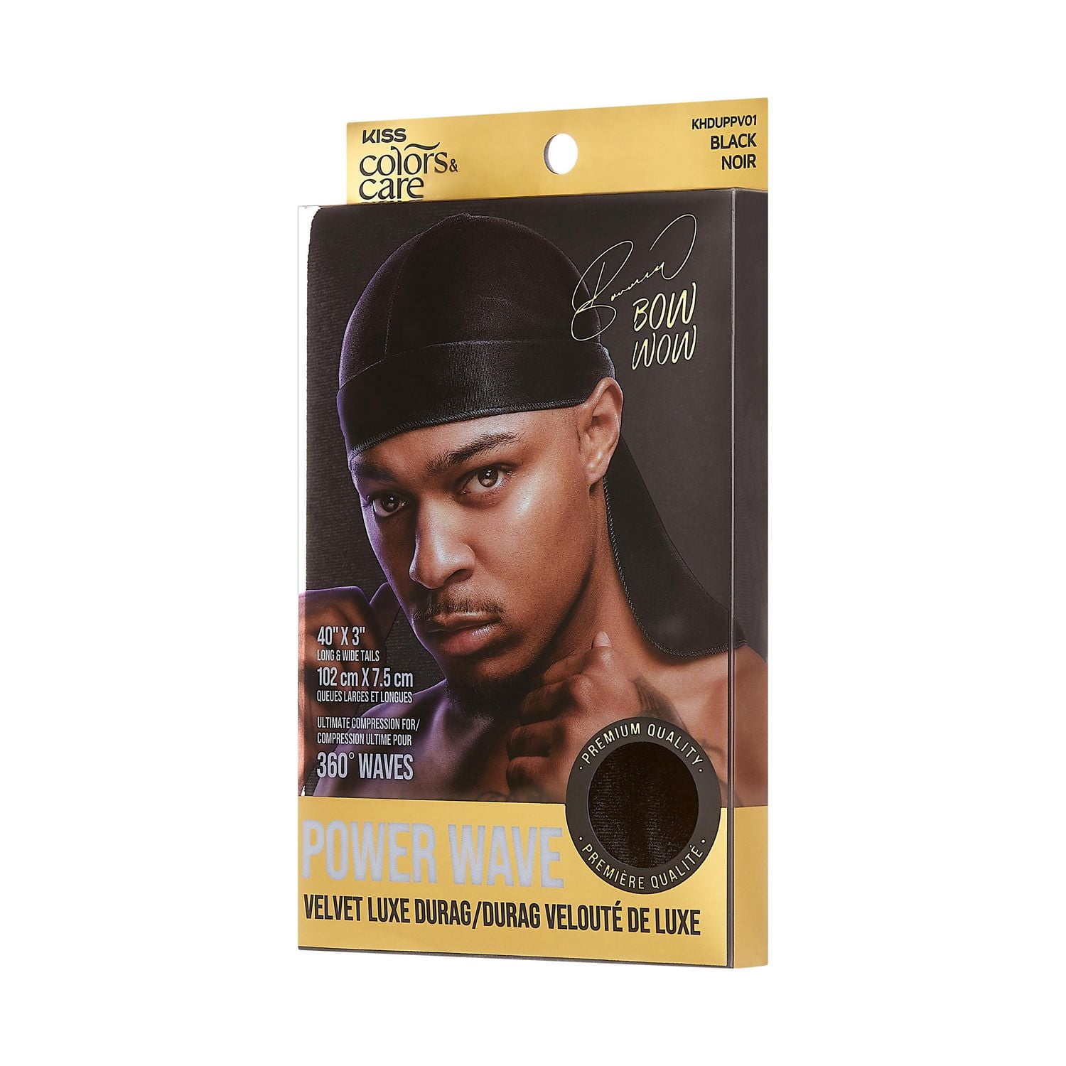 KISS - Durag velouté de luxe Power Wave Colors & Care - Noir