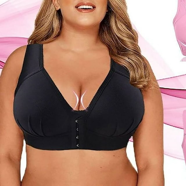 CHUANK Front-Closure Wireless Leisure Bra - Comfortable Plus Size Bras For Women Purple L
