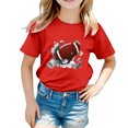 thumbnail image 2 of WEIYLL T-Shirts Filles Manches Courtes Décontracté Rugby Football Imprimé Été Sport Hauts Enfant pour 8-9 Ans, 2 of 3