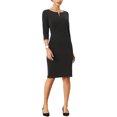 thumbnail image 4 of INSPIRE CHIC Robe Fourreau pour Femme à Fermeture Éclair au Cou Robe Crayon de Travail Noir XX-Grand, 4 of 5
