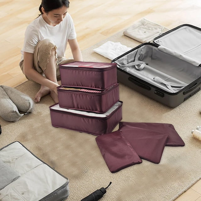 Fridja 6Pcs Compression Packing Cubes for Travel, Luggage Organizer Bags, Zipper Packing Cubes for Suitcases