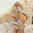 thumbnail image 2 of Wedge Sandals for Women Flip Flops Slide Open Toe Soft Sole Non Slip Breathable Beach Thong Shoes Gray, 2 of 4