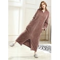 thumbnail image 4 of Womens Robe Long Zipper Front Hooded Full Length Housecoat Sleepwear for Ladies, 4 of 4