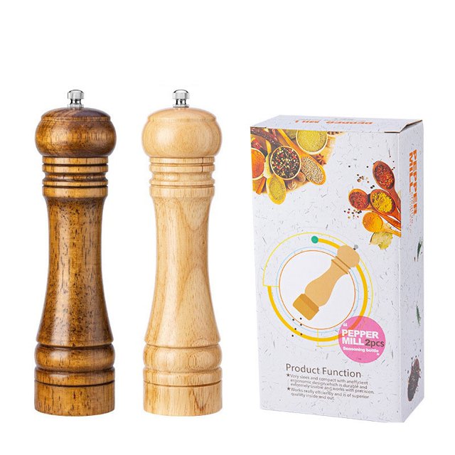 Coofit Pepper Grinder Wooden Adjustable Large Capacity Manual Spice Grinder Pepper Mill