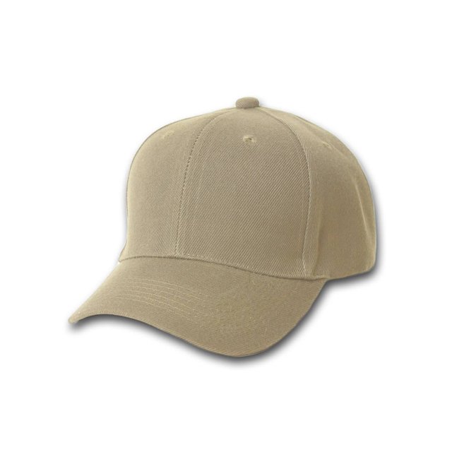 Plain Fitted Curve Bill Hat, Khaki 7 1/4