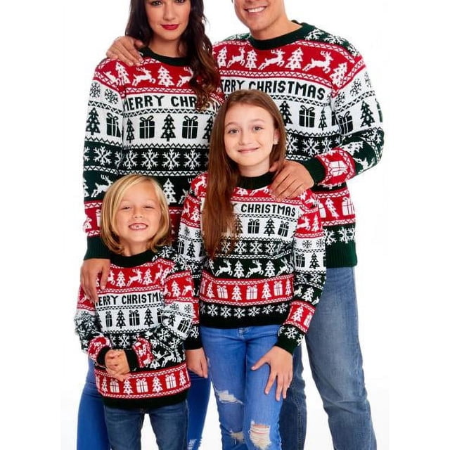 Matching Family Christmas Sweaters Long Sleeve Reindeer Pullovers