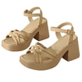 thumbnail image 4 of Pisexur Women Shoes Summer Solid Color One-line Strappy Beach Sandals, 4 of 7
