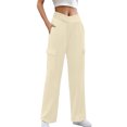 thumbnail image 1 of LLYwey Deals Womens Fall Pants Ladies Fashionable Solid Color Drawstring with Pockets Ankle Binding Sweatpants Work Pants New Full Length Pants Trousers Regular Fitted Beige M, 1 of 8