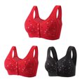 thumbnail image 1 of Bigersell Women's Plus Size Bras 3pcs Full Coverage Bra Style R-74 Breathable Padded Bras Pack R-74-green, 1 of 5