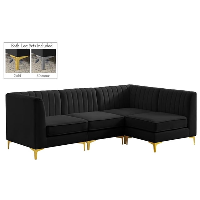 Meridian Furniture Alina Sectionnel Modulaire en Velours Noir