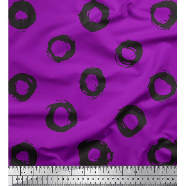 Soimoi Purple Cotton Jersey Fabric Line & Circle Geometric Fabric Prints By Yard 58 Inch Wide