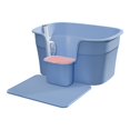 thumbnail image 4 of Pet Litter Tray Semi Enclosed Cat Litter Box Splashproof High Sided Large Kitten Blue w Pedal Board, 4 of 9